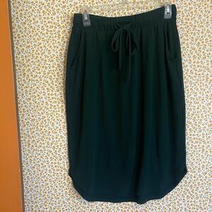 Hunter Green Drawstring Midi Skirt